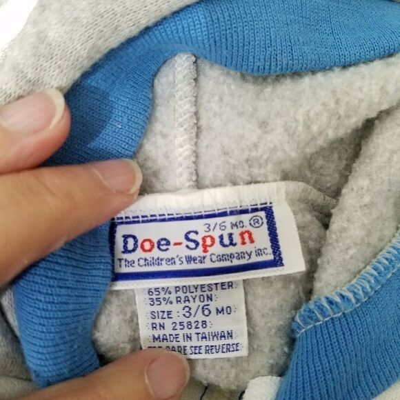 Doe Spun Vintage Baby Hoodie Size 3-6 Months Soft Knit Zip-Up Sweater Jacket - Picture 2 of 2